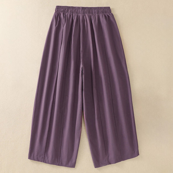 Buddha Stones Lässige, minimalistische, einfarbige Damen-Cropped-Hose mit Kordelzug und Taschen für den Sommer - image 10