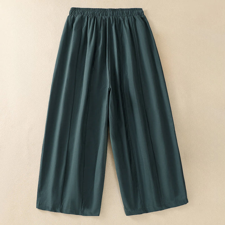 Buddha Stones Lässige, minimalistische, einfarbige Damen-Cropped-Hose mit Kordelzug und Taschen für den Sommer - image 18