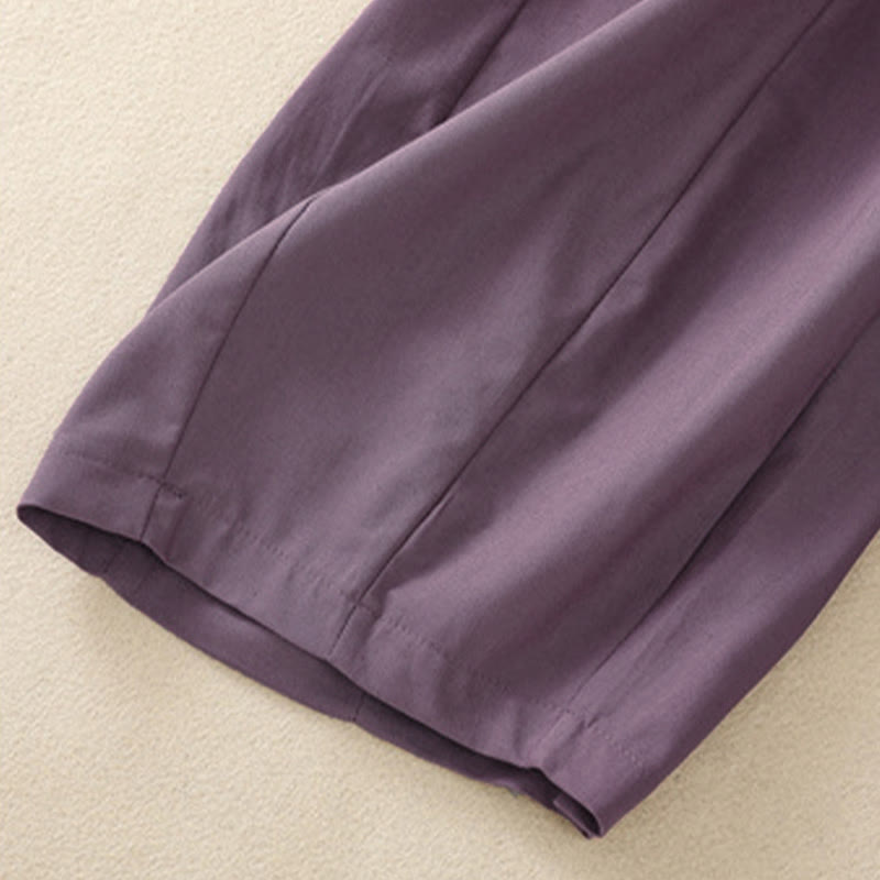 Buddha Stones Lässige, minimalistische, einfarbige Damen-Cropped-Hose mit Kordelzug und Taschen für den Sommer - image 15