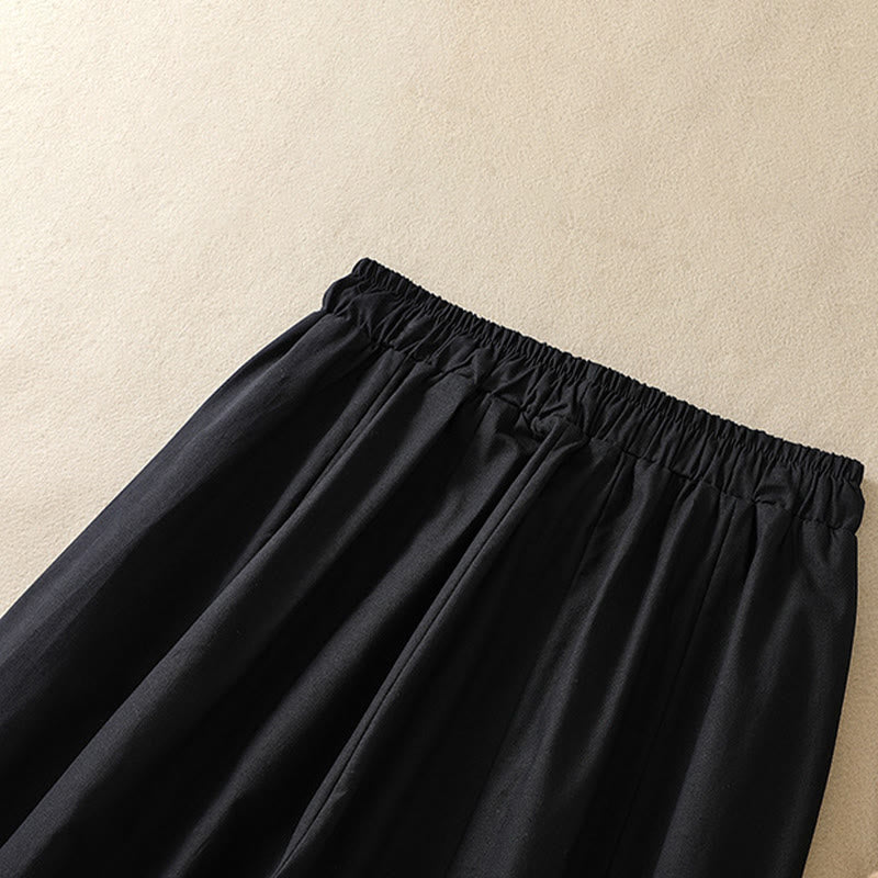 Buddha Stones Lässige, minimalistische, einfarbige Damen-Cropped-Hose mit Kordelzug und Taschen für den Sommer - image 5