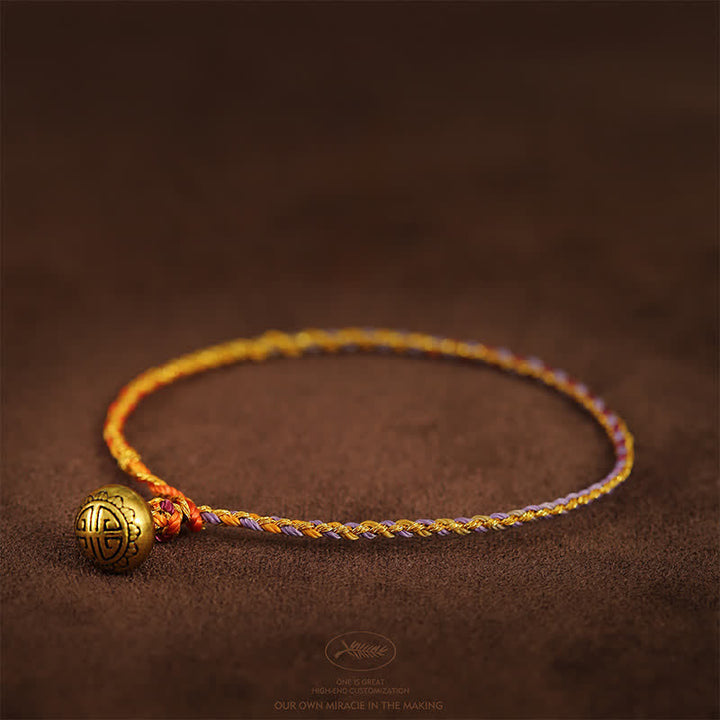 Buddha Stones Handgewebtes, farbenfrohes Armband mit Schnur, Glöckchen und Balance - image 2