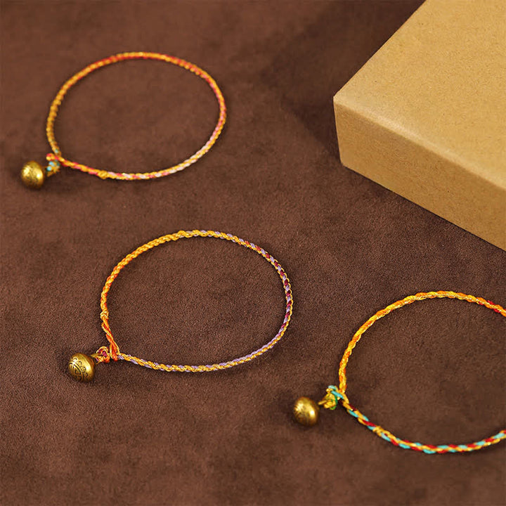 Buddha Stones Handgewebtes, farbenfrohes Armband mit Schnur, Glöckchen und Balance - image 8