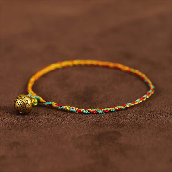 Buddha Stones Handgewebtes, farbenfrohes Armband mit Schnur, Glöckchen und Balance - Blau - 7,9 Zoll (20 cm) - image 0