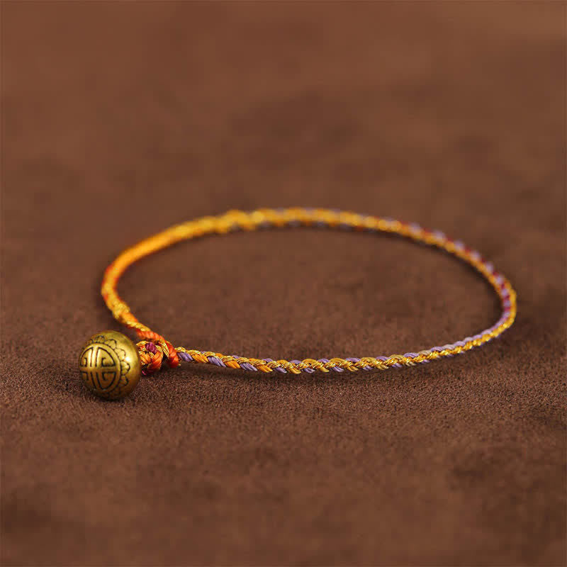 Buddha Stones Handgewebtes, farbenfrohes Armband mit Schnur, Glöckchen und Balance - Lila - 7,9 Zoll (20 cm) - image 1