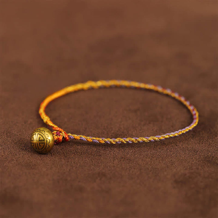 Buddha Stones Handgewebtes, farbenfrohes Armband mit Schnur, Glöckchen und Balance - Lila - 7,9 Zoll (20 cm) - image 1