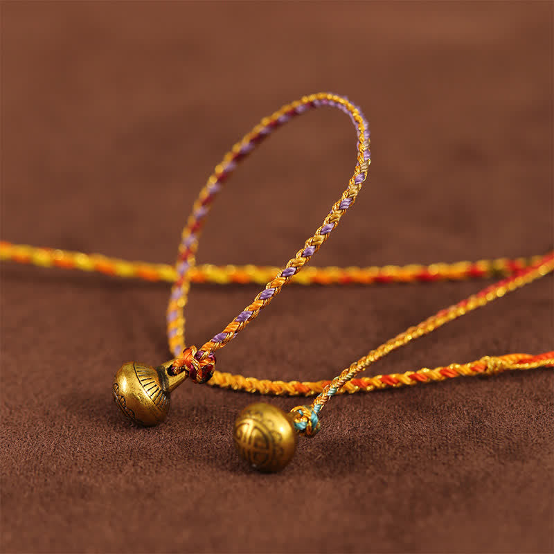 Buddha Stones Handgewebtes, farbenfrohes Armband mit Schnur, Glöckchen und Balance - image 7
