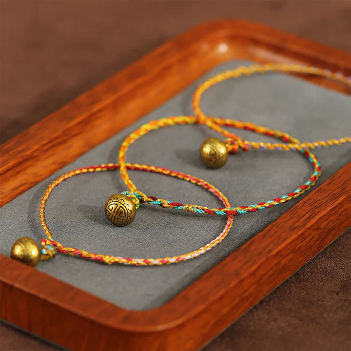 Buddha Stones Handgewebtes, farbenfrohes Armband mit Schnur, Glöckchen und Balance - image 9