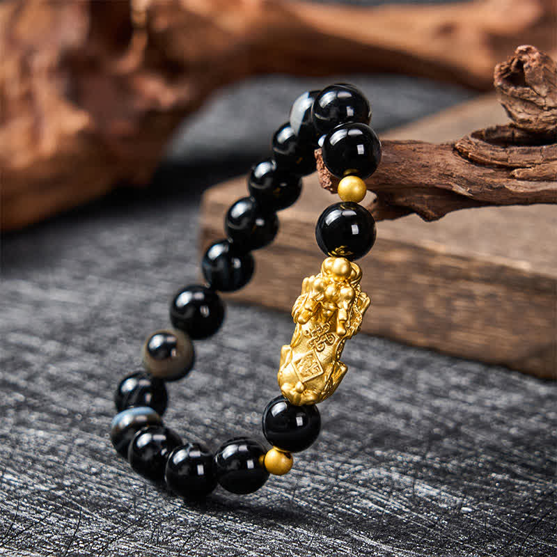 Buddha Stones PiXiu Armband aus braun gestreiftem Achat - image 3