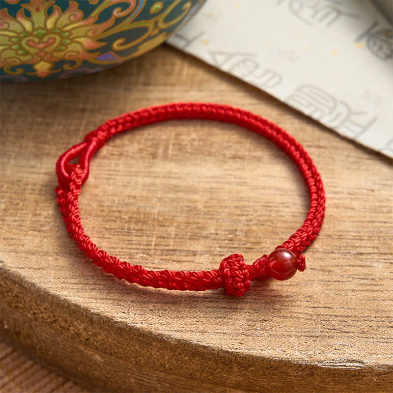 Buddha Stones Grünes Aventurin-Armband mit roter Schnur - Roter Achat - Rote Schnur - 19–20 cm - image 17