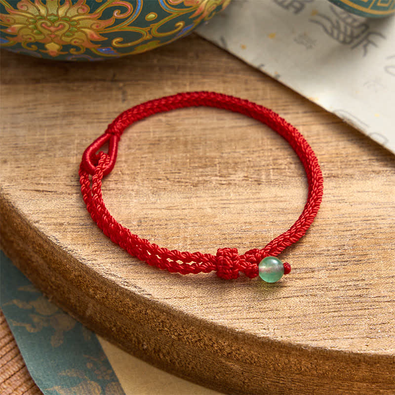 Buddha Stones Grünes Aventurin-Armband mit roter Schnur - Grüner Aventurin - Rote Schnur - image 0