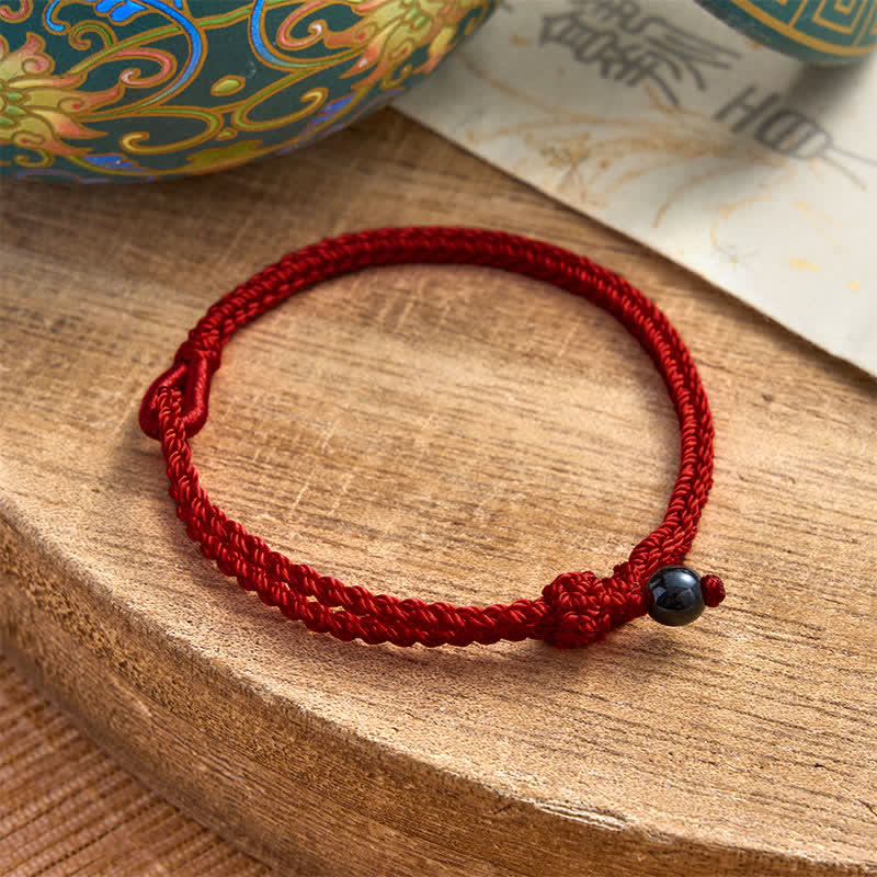 Buddha Stones Grünes Aventurin-Armband mit roter Schnur - Schwarzer Onyx - Dunkelrote Schnur - 19–20 cm - image 33
