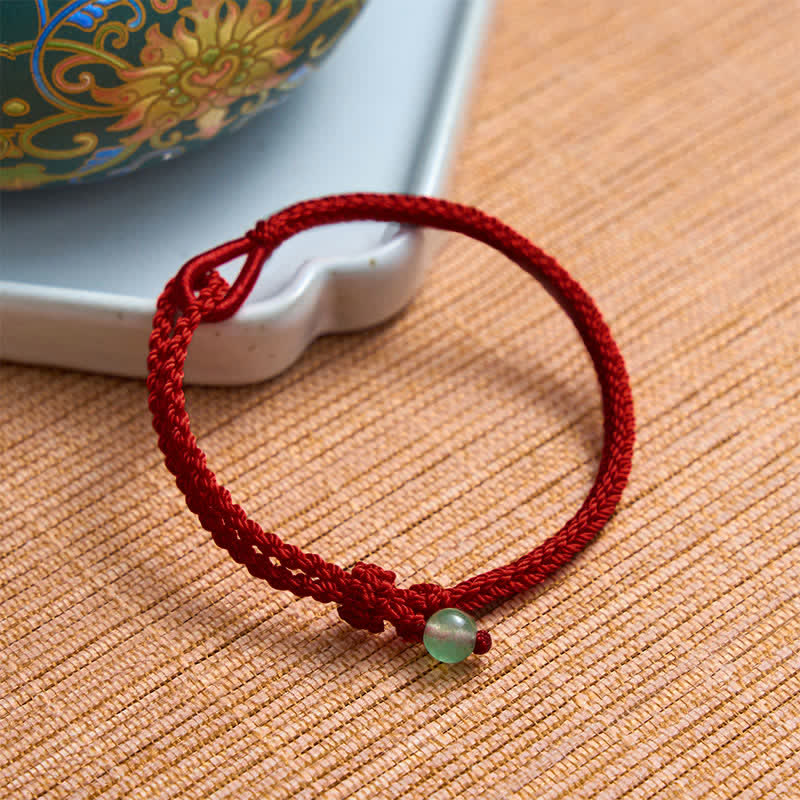 Buddha Stones Grünes Aventurin-Armband mit roter Schnur - Grüner Aventurin - Dunkelrote Schnur - image 7