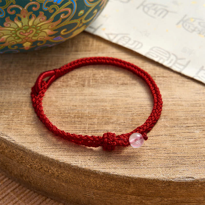 Buddha Stones Grünes Aventurin-Armband mit roter Schnur - Rosenquarz - Dunkelrote Schnur - image 16