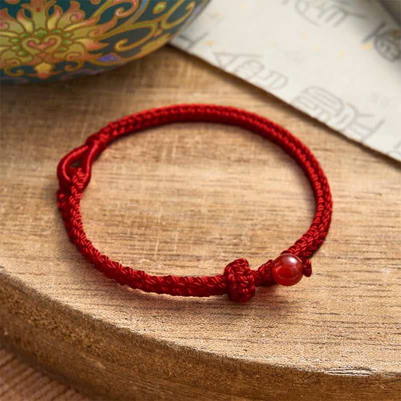 Buddha Stones Grünes Aventurin-Armband mit roter Schnur - Roter Achat - Dunkelrote Schnur - 19–20 cm - image 25