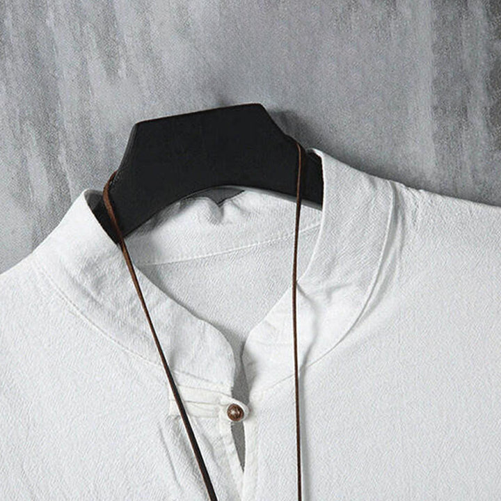 Buddha Stones Sommerliches Tang Style Casual Herren Kurzarmhemd mit Froschknopfleiste aus Bambus - image 4