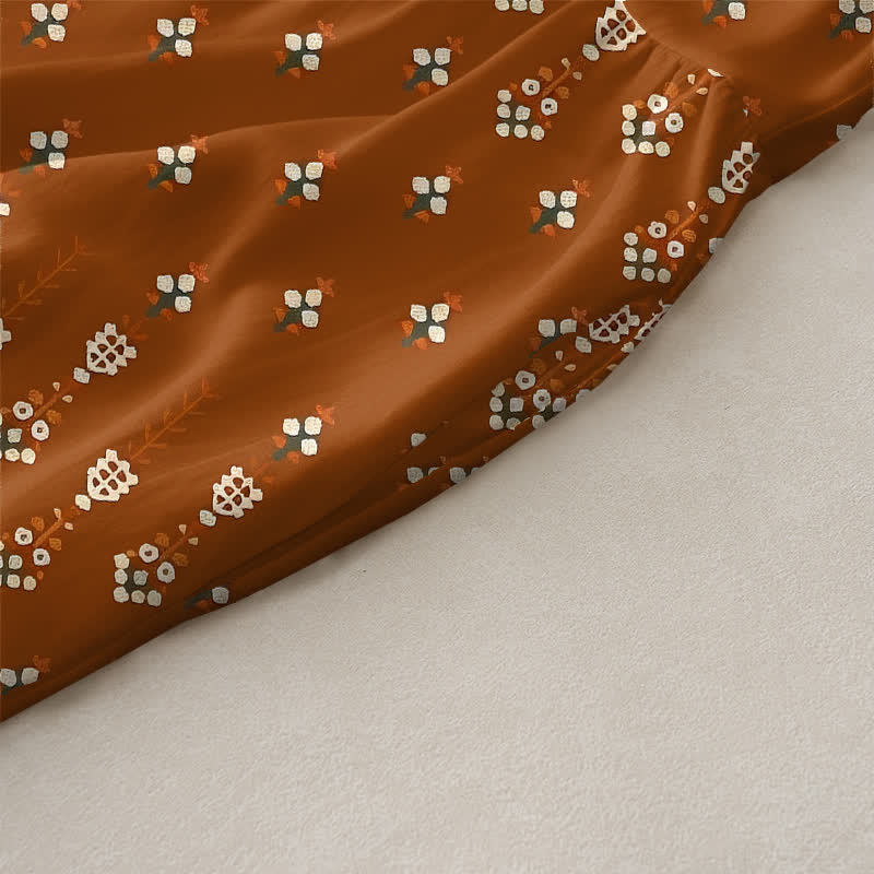 Buddha Stones Sommerliches, lässiges, ärmelloses Midikleid für Damen mit Taschen im Boho-Stil mit geometrischem Blumenmuster und Bordüre - image 2