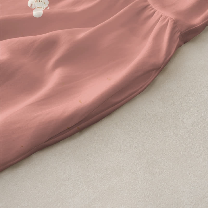 Buddha Stones Lässiges, sommerliches, ärmelloses Midikleid für Damen mit Blüten-, Vogel- und Zweigmuster und Taschen - image 2