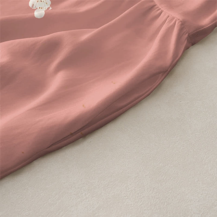 Buddha Stones Lässiges, sommerliches, ärmelloses Midikleid für Damen mit Blüten-, Vogel- und Zweigmuster und Taschen - image 2