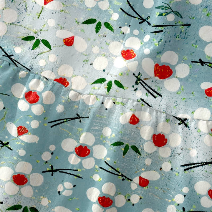 Buddha Stones Lässiges, sommerliches, ärmelloses Midikleid für Damen mit Wildblumen-, Beeren- und Zweigmuster und Taschen - image 1
