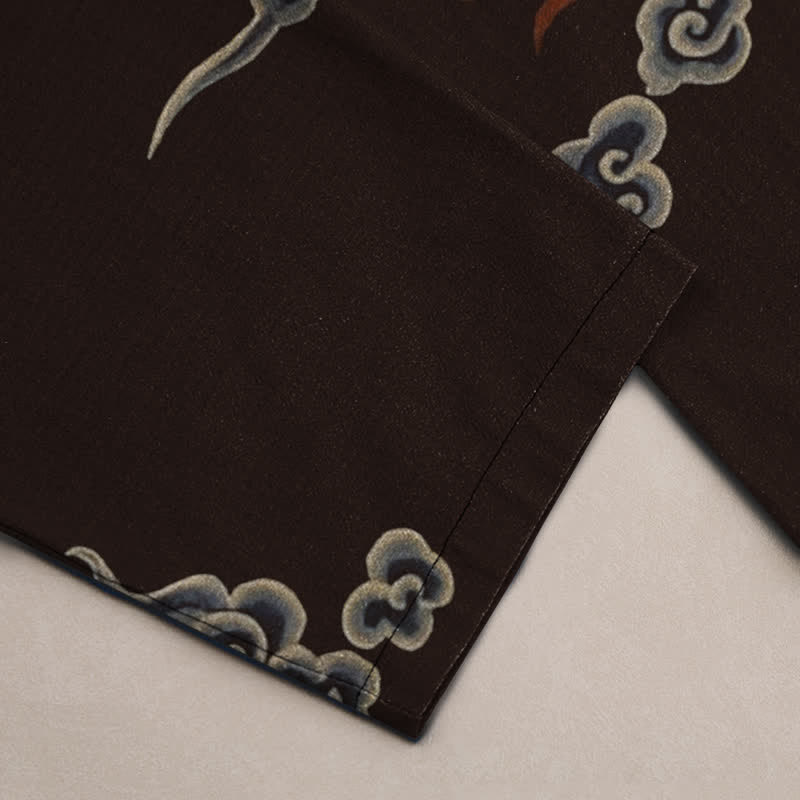 Buddha Stones Herrenhose aus Baumwolle mit Drachen- und Wolkenmuster, schmal zulaufend und mit Taschen - image 3