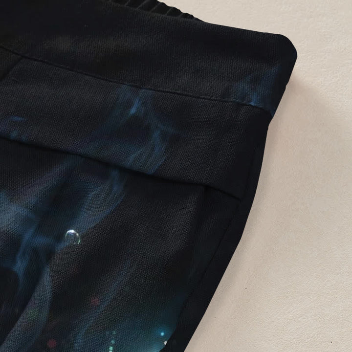Buddha Stones Damenhose aus Baumwoll-Leinen-Mischgewebe mit mystischem Fischmuster, elastischem Bund, weitem Bein und Taschen - image 3