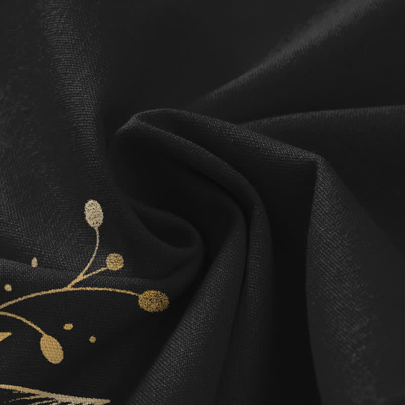 Buddha Stones Baumwoll-Leinen-Hose mit goldenem Lotusmuster, elastischem Bund, weitem Bein und Taschen - image 4
