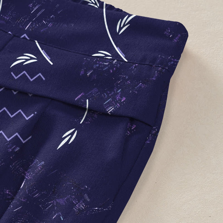 Buddha Stones Baumwoll-Leinen-Hose mit botanischem Wellenmuster, elastischem Bund, weitem Bein und Taschen - image 3