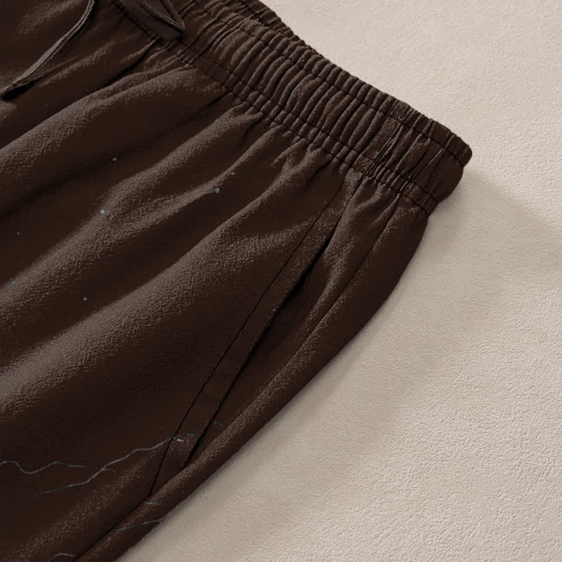 Buddha Stones Herrenhose mit schmal zulaufendem Bein und Taschen, Baumwollmuster aus Zweigen - image 2