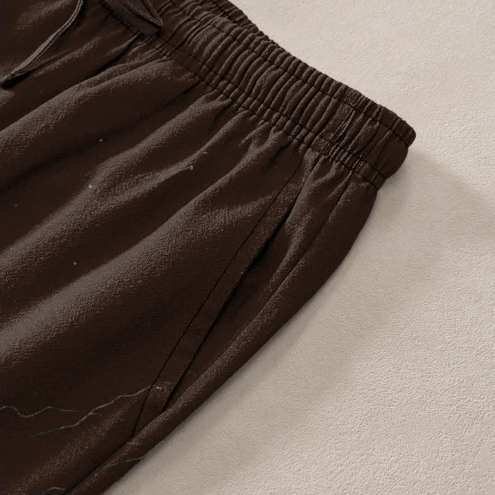 Buddha Stones Herrenhose mit schmal zulaufendem Bein und Taschen, Baumwollmuster aus Zweigen - image 2