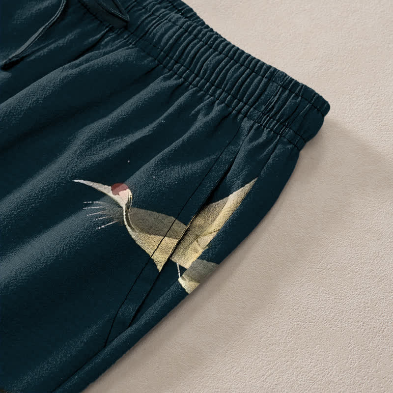 Buddha Stones Herrenhose mit schmal zulaufendem Bein und Taschen, Baumwollmuster „Temple Bird“ von Cotton Mountain - image 2