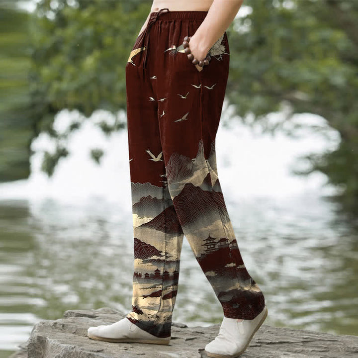 Buddha Stones Herrenhose mit schmal zulaufendem Bein und Taschen, Baumwollmuster „Temple Bird“ von Cotton Mountain - image 5