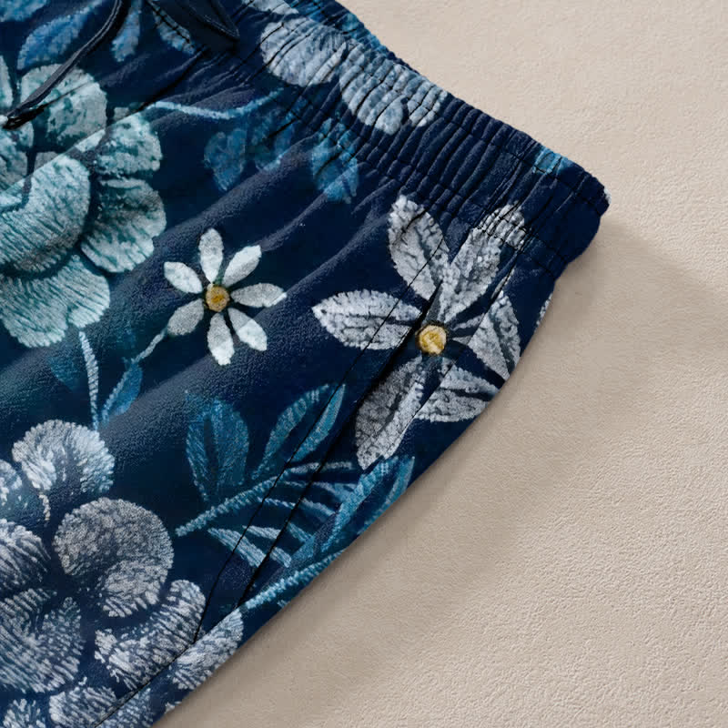Buddha Stones Herrenhose aus Baumwolle mit böhmischem Blumen-Patchworkmuster, schmal zulaufend und mit Taschen - image 2