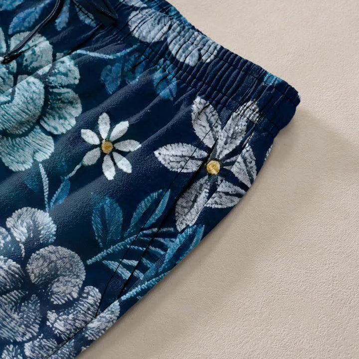 Buddha Stones Herrenhose aus Baumwolle mit böhmischem Blumen-Patchworkmuster, schmal zulaufend und mit Taschen - image 2