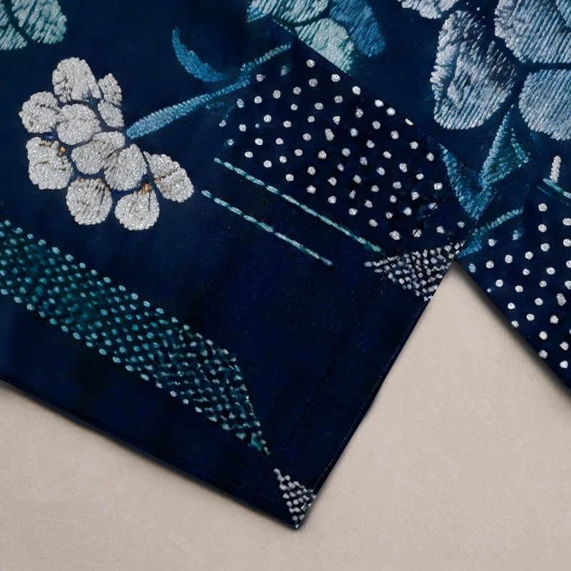 Buddha Stones Herrenhose aus Baumwolle mit böhmischem Blumen-Patchworkmuster, schmal zulaufend und mit Taschen - image 3