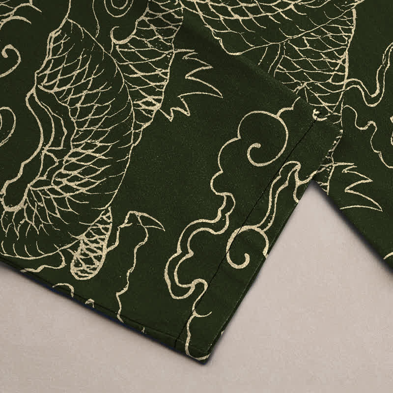 Buddha Stones Herren-Hose aus Baumwolle mit schmal zulaufendem Bein und Taschen, Muster: Fliegender Drache „Chasing The Sun“ - image 3