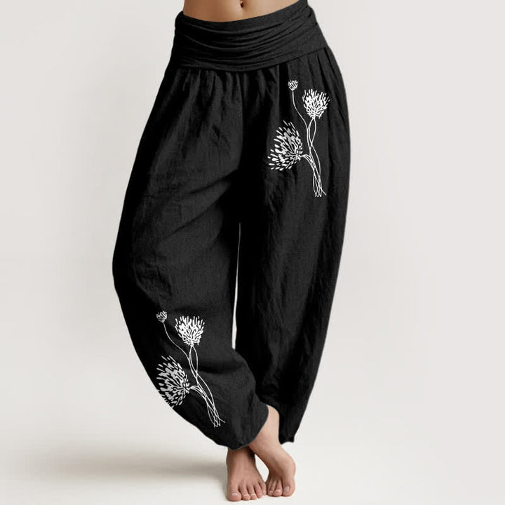 Buddha Stones Damen-Haremshose aus reiner Baumwolle mit botanischem Muster und elastischem Bund - Schwarz - US16, UK/AU20, EU48 (3XL) - image 5