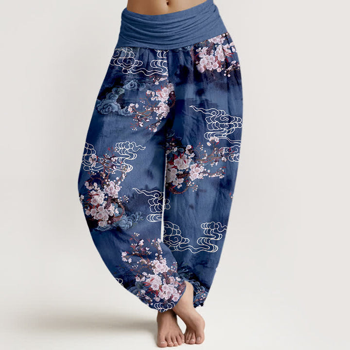 Buddha Stones Damen-Haremshose aus reiner Baumwolle mit floralem Wolkenmuster und elastischem Bund - Marine - US16, UK/AU20, EU48 (3XL) - image 8