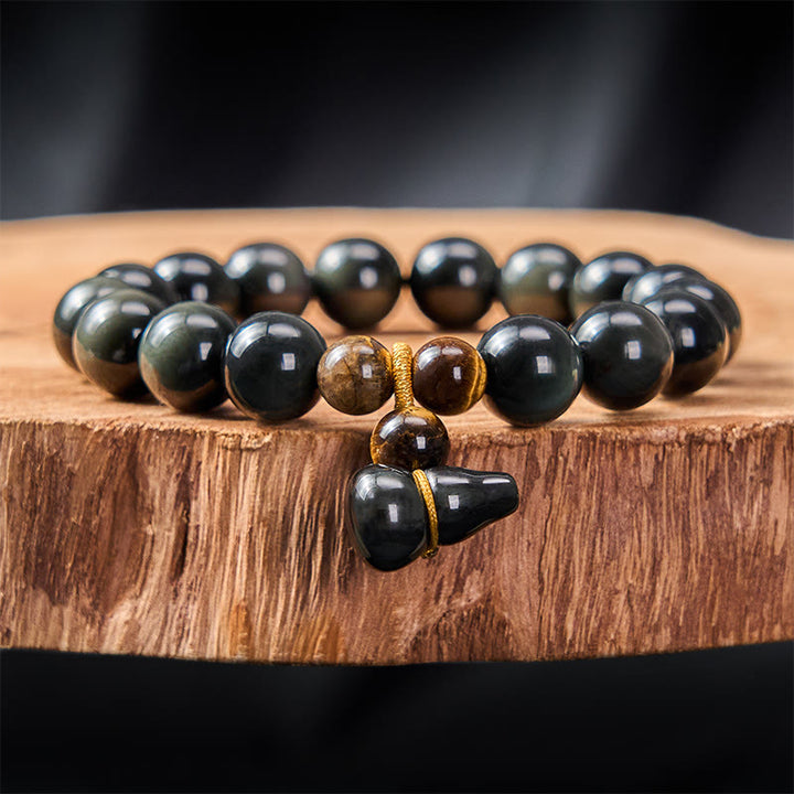 Buddha Stones Vintage-Armband aus chinesischem Regenbogenobsidian mit Kürbismotiv zum Schutz - 12 mm Regenbogenobsidian (Farbwechsel im Licht) - image 16