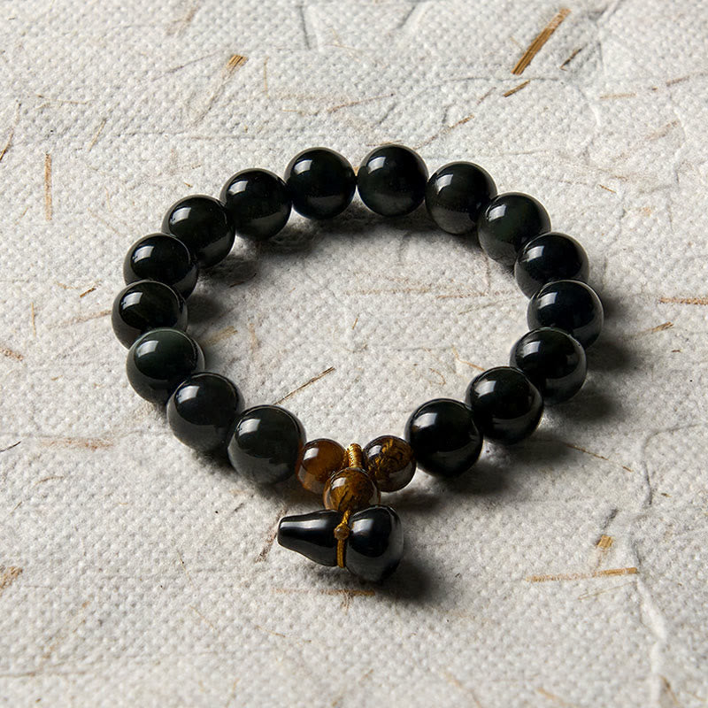 Buddha Stones Vintage-Armband aus chinesischem Regenbogenobsidian mit Kürbismotiv zum Schutz - image 19