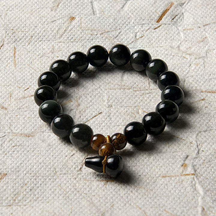 Buddha Stones Vintage-Armband aus chinesischem Regenbogenobsidian mit Kürbismotiv zum Schutz - image 19