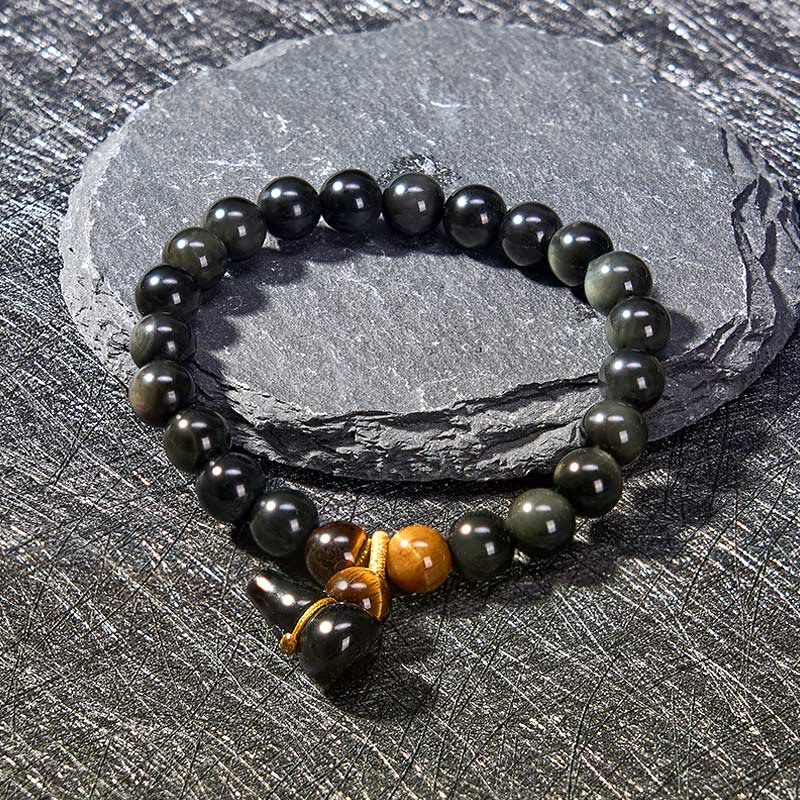 Buddha Stones Vintage-Armband aus chinesischem Regenbogenobsidian mit Kürbismotiv zum Schutz - image 7