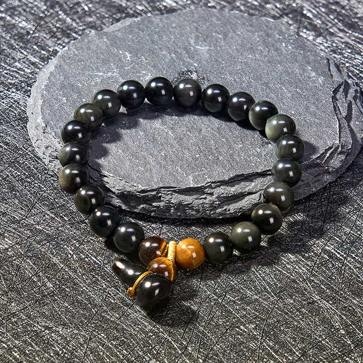 Buddha Stones Vintage-Armband aus chinesischem Regenbogenobsidian mit Kürbismotiv zum Schutz - image 7