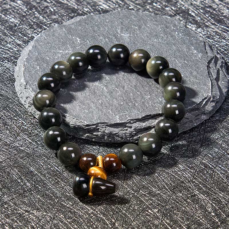 Buddha Stones Vintage-Armband aus chinesischem Regenbogenobsidian mit Kürbismotiv zum Schutz - image 12