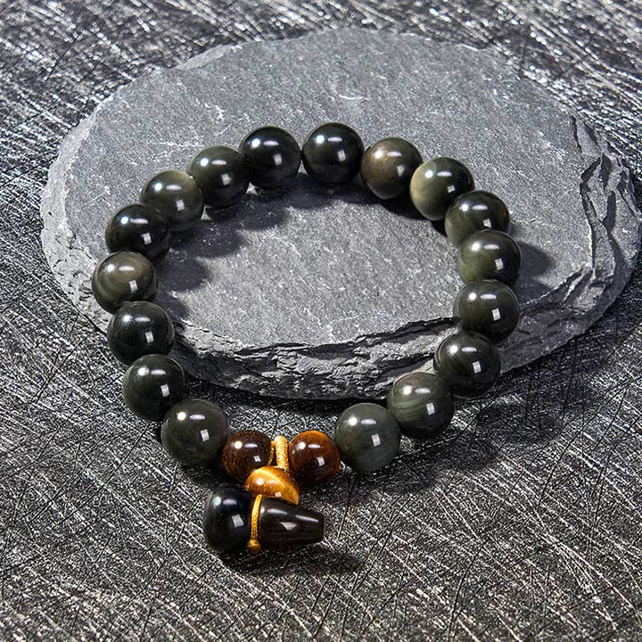 Buddha Stones Vintage-Armband aus chinesischem Regenbogenobsidian mit Kürbismotiv zum Schutz - image 12