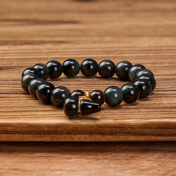 Buddha Stones Vintage-Armband aus chinesischem Regenbogenobsidian mit Kürbismotiv zum Schutz - image 11