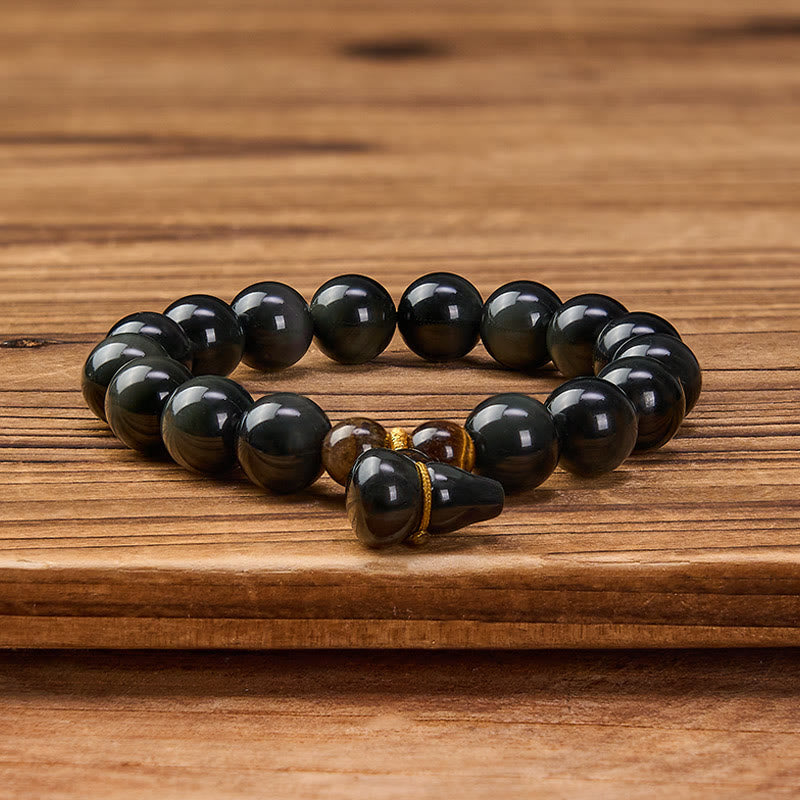 Buddha Stones Vintage-Armband aus chinesischem Regenbogenobsidian mit Kürbismotiv zum Schutz - image 17