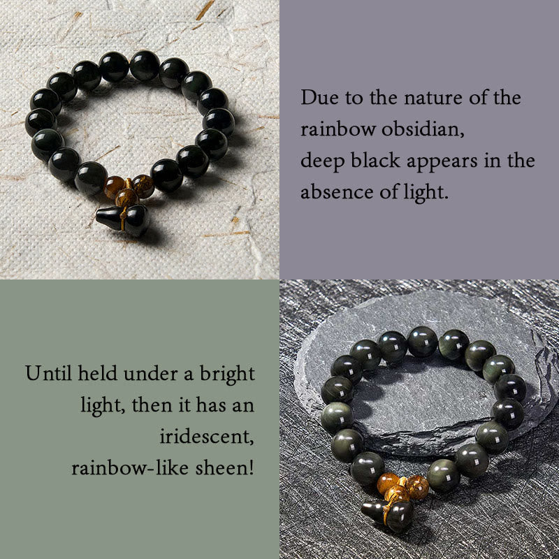 Buddha Stones Vintage-Armband aus chinesischem Regenbogenobsidian mit Kürbismotiv zum Schutz - image 4