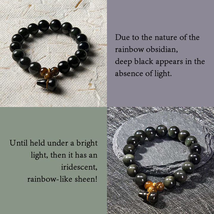 Buddha Stones Vintage-Armband aus chinesischem Regenbogenobsidian mit Kürbismotiv zum Schutz - image 4