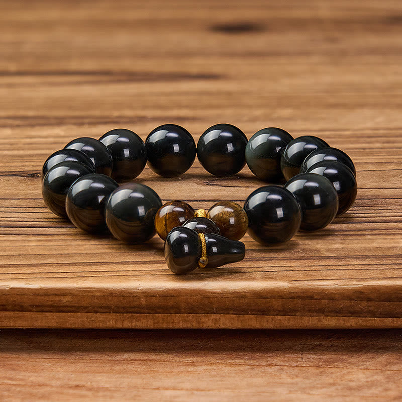 Buddha Stones Vintage-Armband aus chinesischem Regenbogenobsidian mit Kürbismotiv zum Schutz - image 23