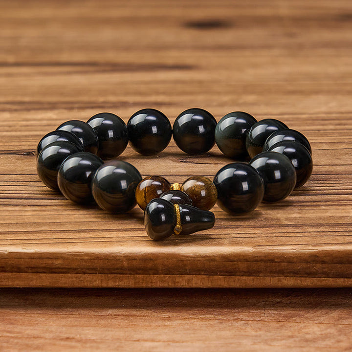 Buddha Stones Vintage-Armband aus chinesischem Regenbogenobsidian mit Kürbismotiv zum Schutz - image 23